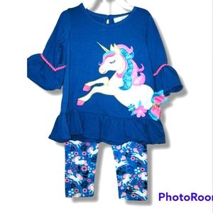 2T Unicorn Ruffle Top with Leggings